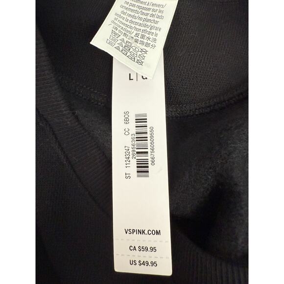 Victoria's Secret PINK Sundays are the Best Day Crew Neck Black Sweatshirt Sz L - Picture 7 of 8